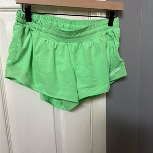 Lululemon Athletica Bright Green Hotty Hot Low Rise 2.5 Athletic Shorts